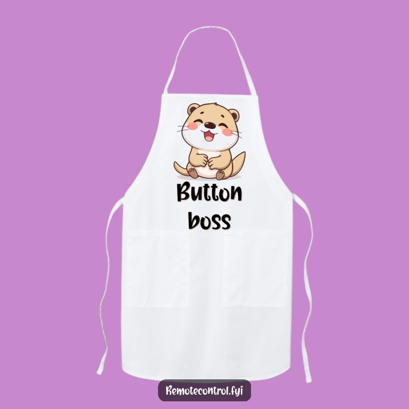 Funny Otter Tapping Buttons Apron: Kitchen Whimsy for the Busy Cook