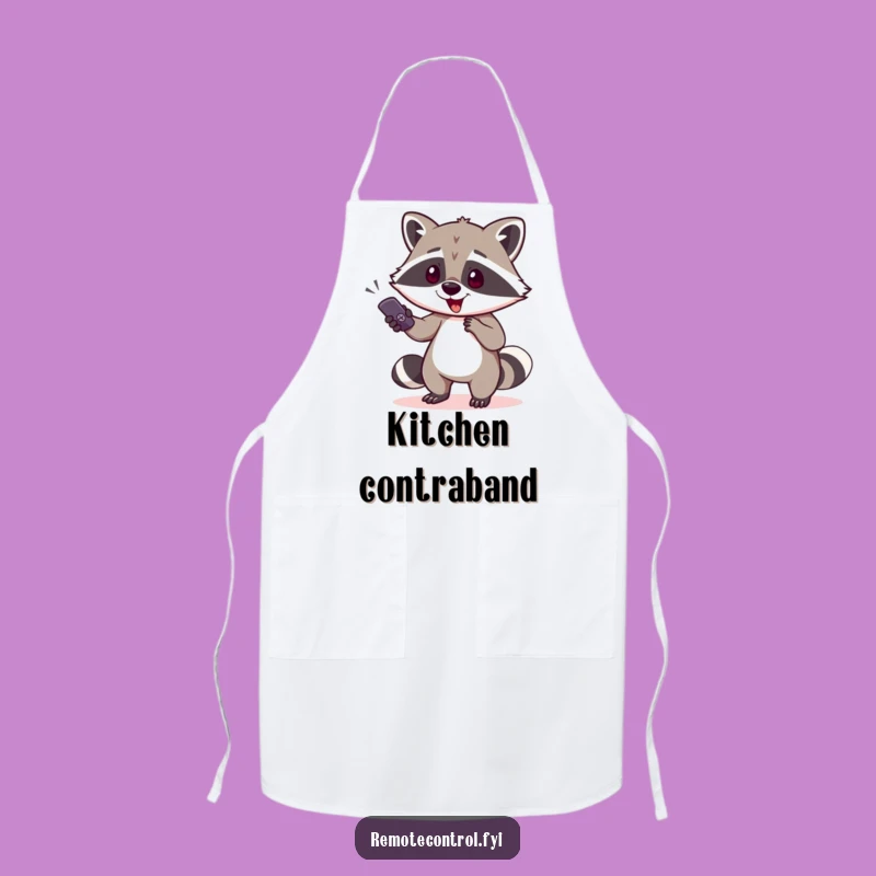 Funny Raccoon Remote Apron: Comedic Bandit Chef's Accessory