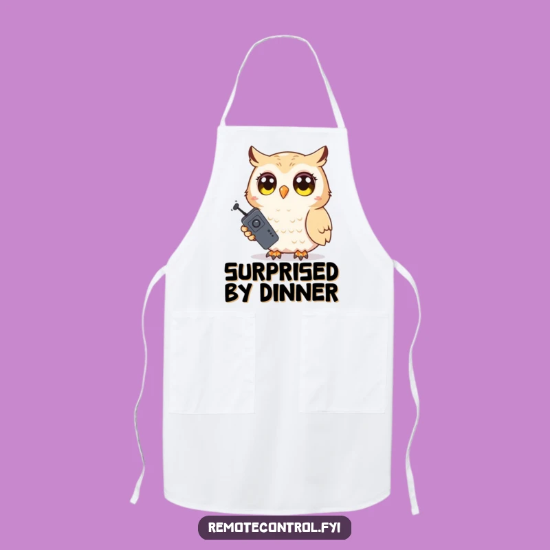 Funny Shy Owl Chef Apron: Surprised Remote Holder, Hilarious Funny Gift for Cooks