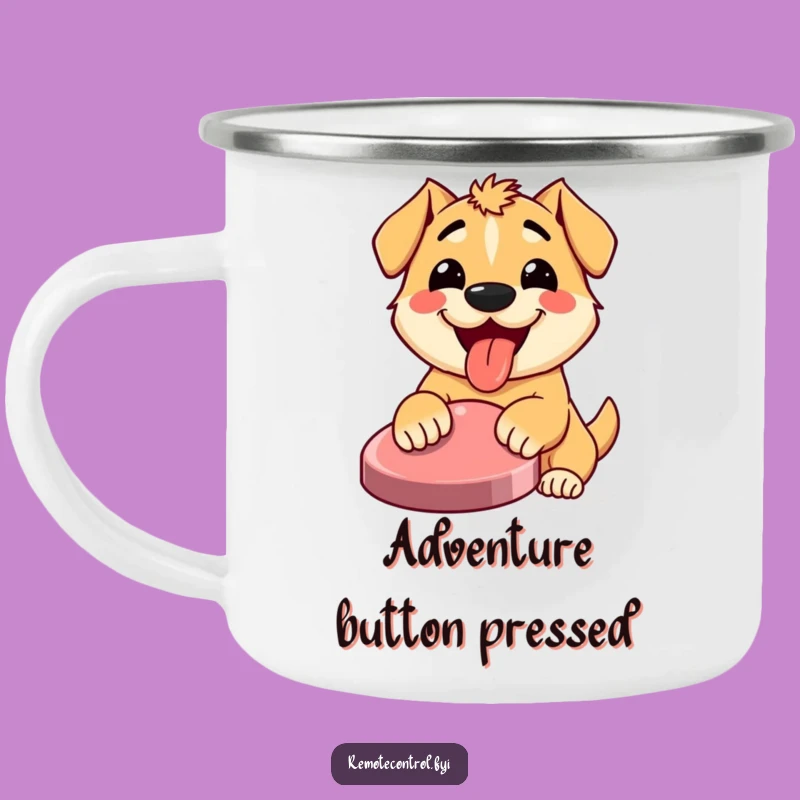 Funny Dog Enamel Camping Mug: Sip with Happy Adventure