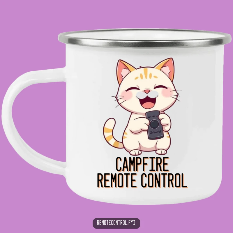 Funny Giggling Cat Camping Mug - Rugged Remote Control Drinkware - Awesome Funny Gift