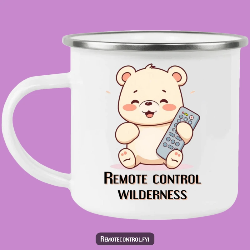 Funny Bear Cub Camping Mug: Adventure with a Hilarious Remote Control
