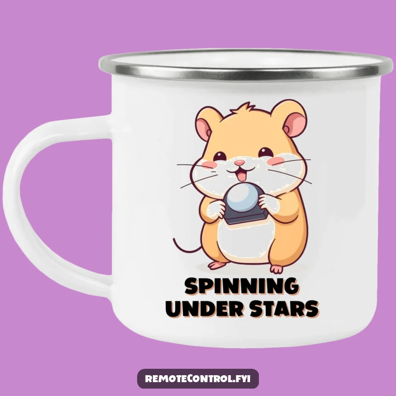 Funny Hamster Camp Mug: Playful Remote Spinner, Durable Funny Gift for Outdoors
