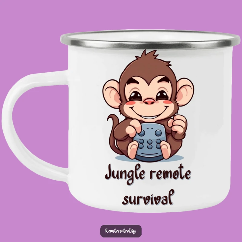 Funny Monkey Remote Camping Mug: Durable Grinning Prankster Cup for Adventures