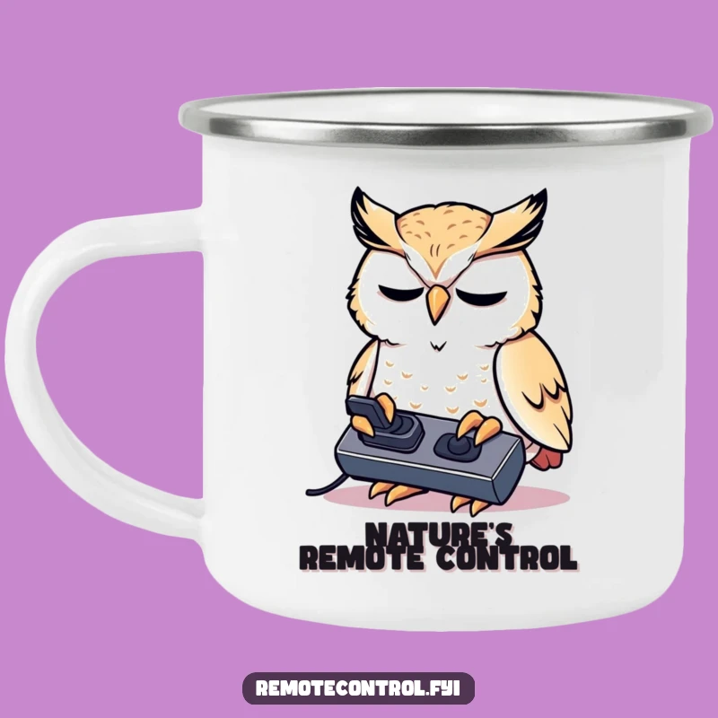 Funny Owl Camping Mug - Intense Remote Control Camp Concentration!