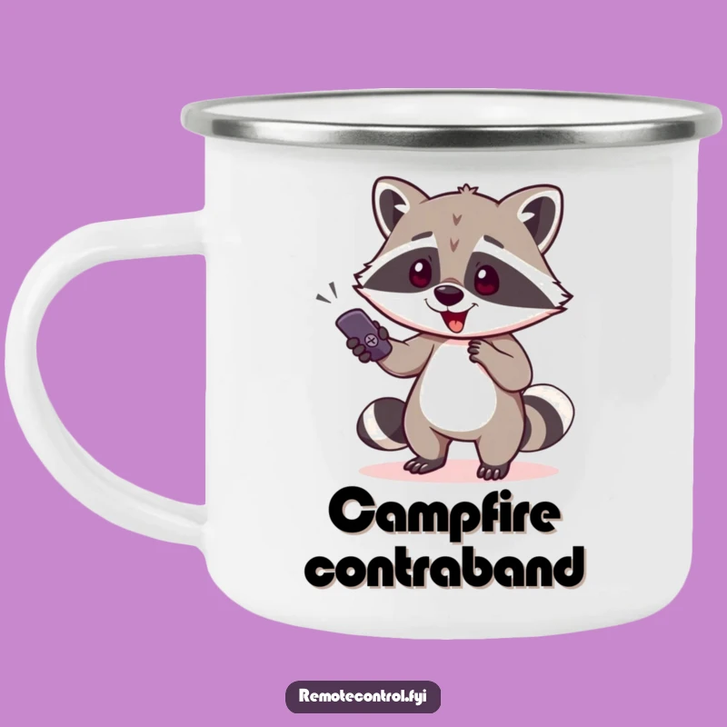 Funny Raccoon Remote Camping Mug: Durable Comedic Bandit Gift