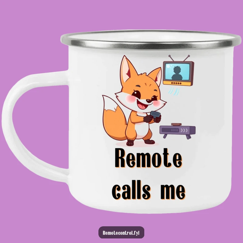 Funny Fox Camping Mug: Adventure and Control with a Remote