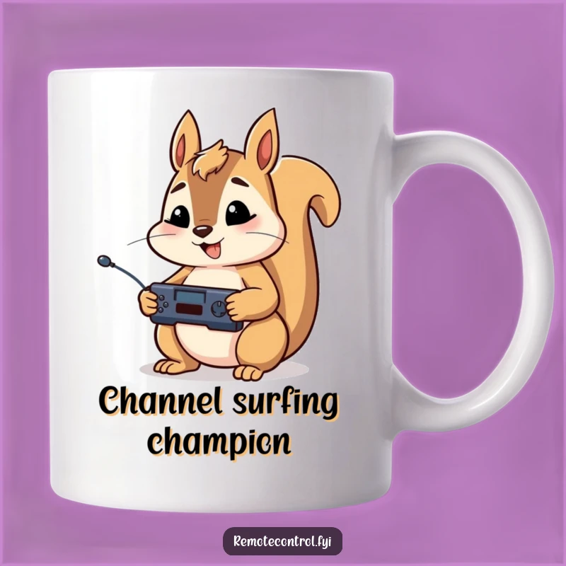 Funny Squirrel Remote Control Mug: Hilarious Gift for Couch Potatoes & Nut Lovers