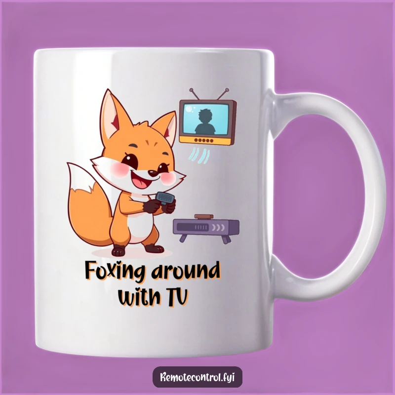 Funny Fox TV Remote Mug: A Mischievous Grin for Your Morning Coffee