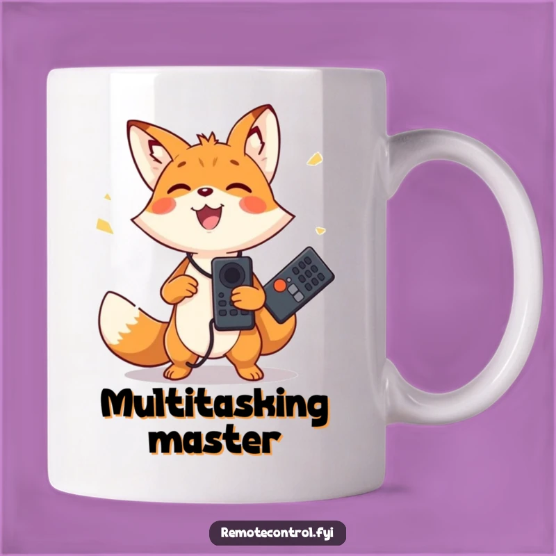 Funny Fox Juggling Remote Controls Mug - Perfect Gift for Multitaskers & Gamers