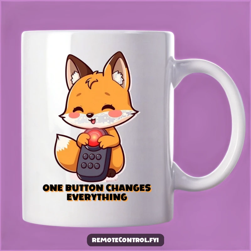 Funny Fox Red Button Mug: Hilarious Gift for the Curious!