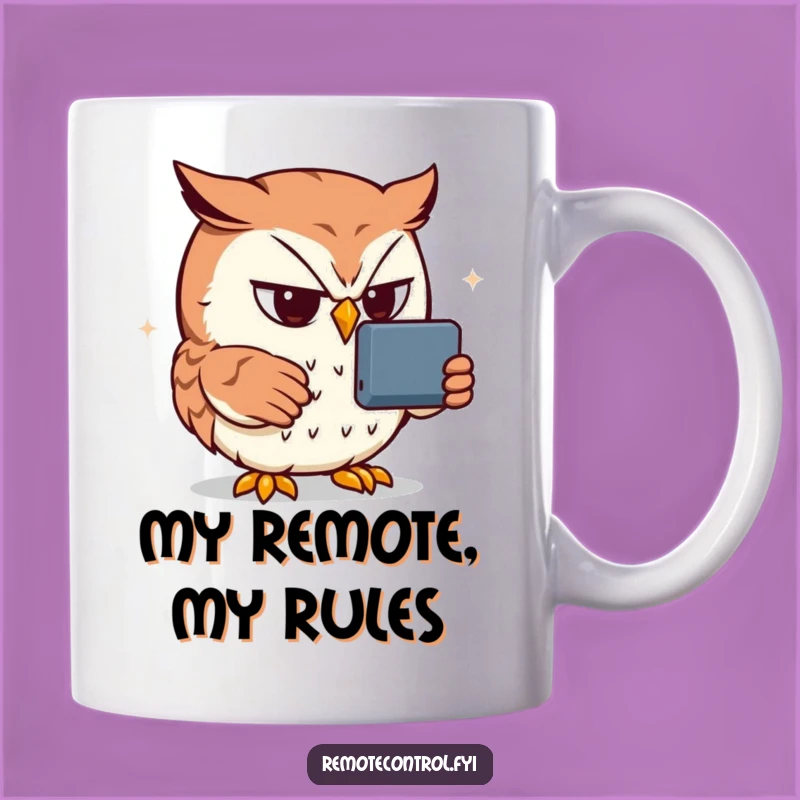 Funny Owl Remote Master Mug: A Hilarious Gift for TV Addicts and Owl Lovers