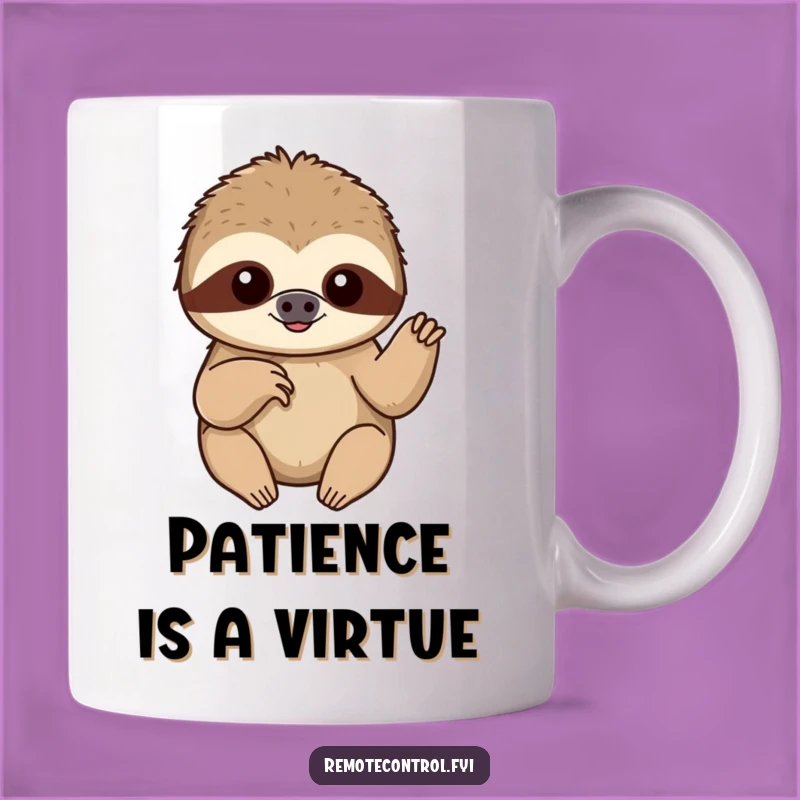 Funny Sloth Button Push Mug: Relaxed Humor Gift