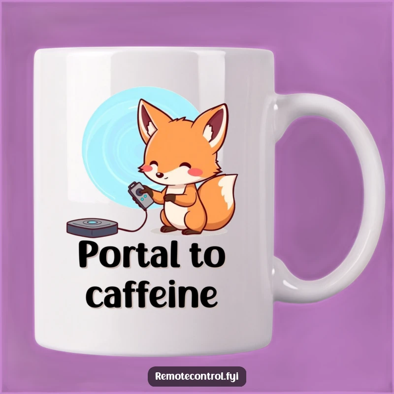 Funny Fox Portal Mug: Mysterious Remote Control Adventures for a Perfect Gift