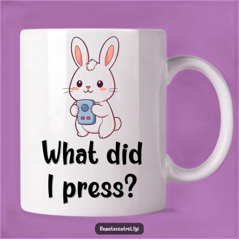 Funny Rabbit Mug: Surprised by Remote, Perfect Humorous Gift