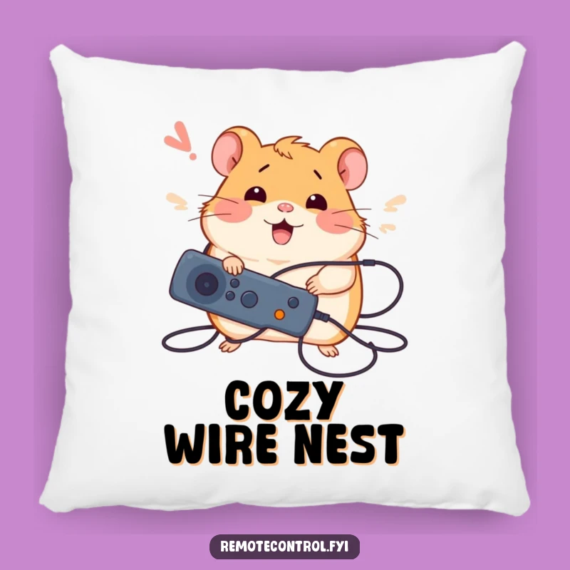 Funny Hamster Tech Pillow: Hamster's Cozy Victory, Cozy Funny Gift