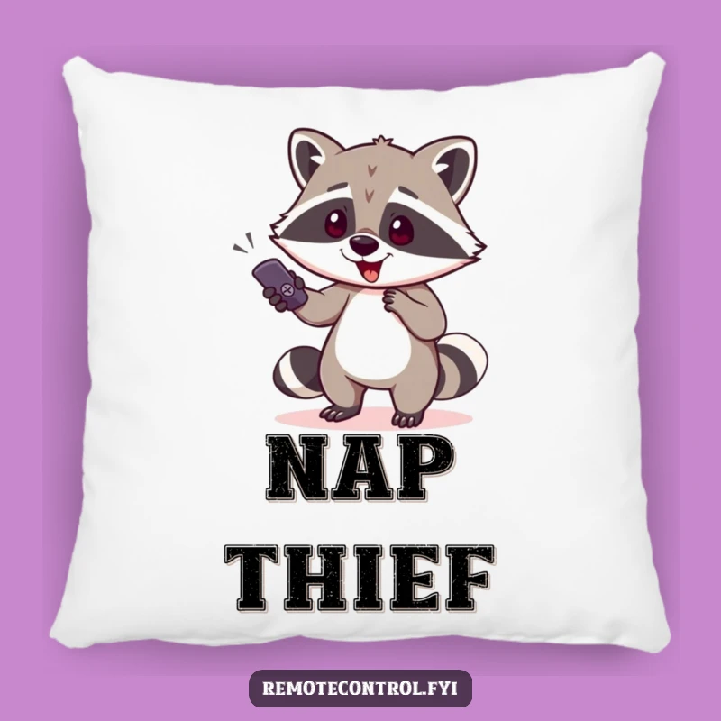 Funny Raccoon Remote Pillow: Soft Comedic Bandit Comfort