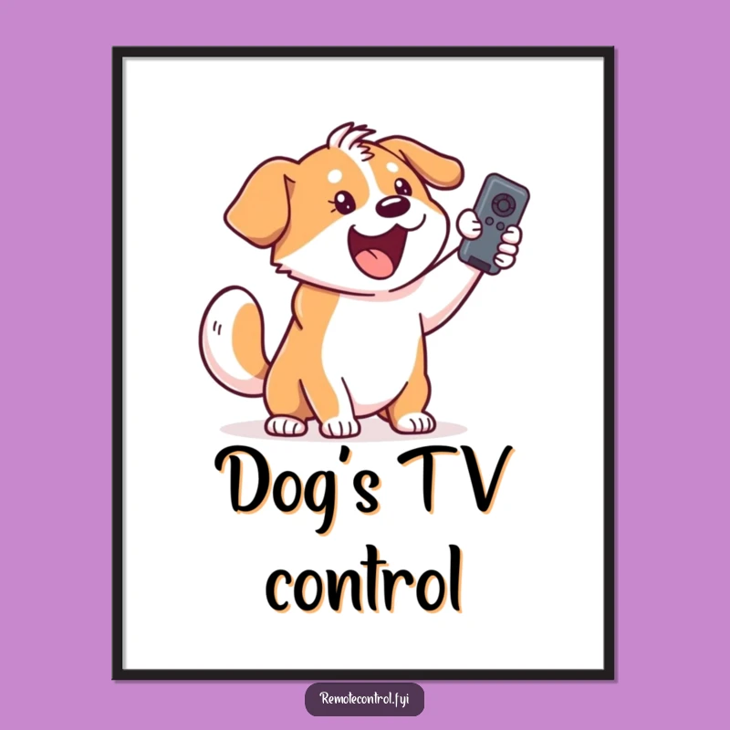 Funny Dog Digital Print: Excited Remote Control Art for Instant Smiles