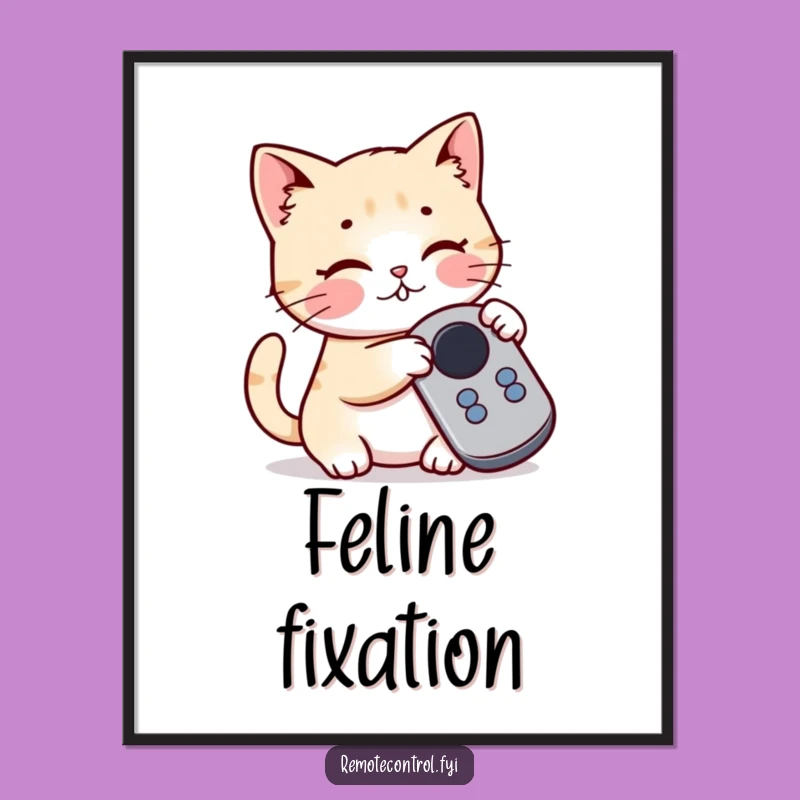 Funny Cat Digital Art: Remote Antics, Perfect Humorous Gift