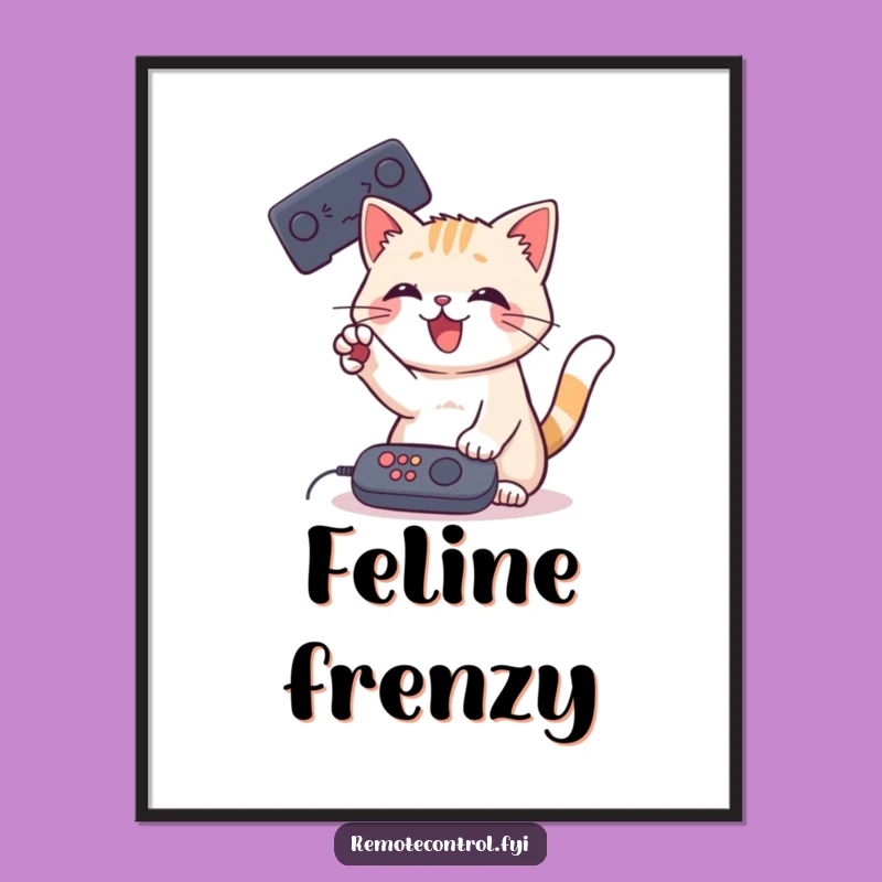 Funny Cat Remote Digital Print: Playful Paw Art, Instant Funny Gift Download