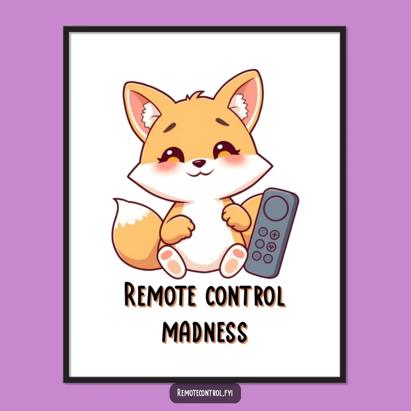 Funny Fox Remote Mayhem Art Print - Instant Wall Giggles!