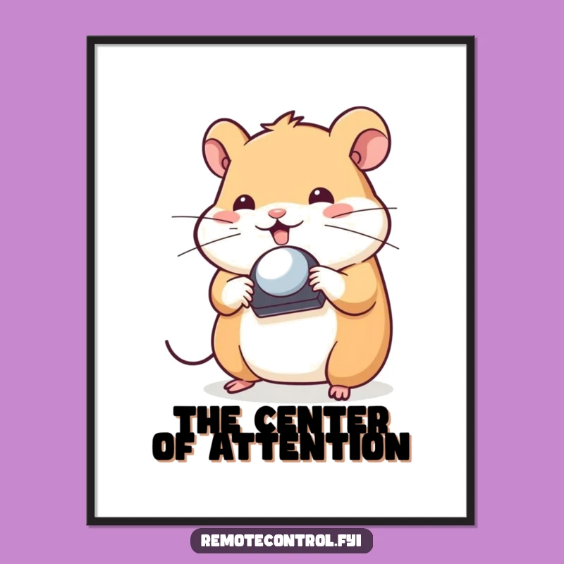 Funny Hamster Skill Art: Playful Remote Spinner, Digital Funny Gift Print