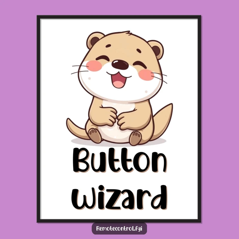 Funny Otter Tapping Buttons Digital Art Print: Instant Humor for Your Walls