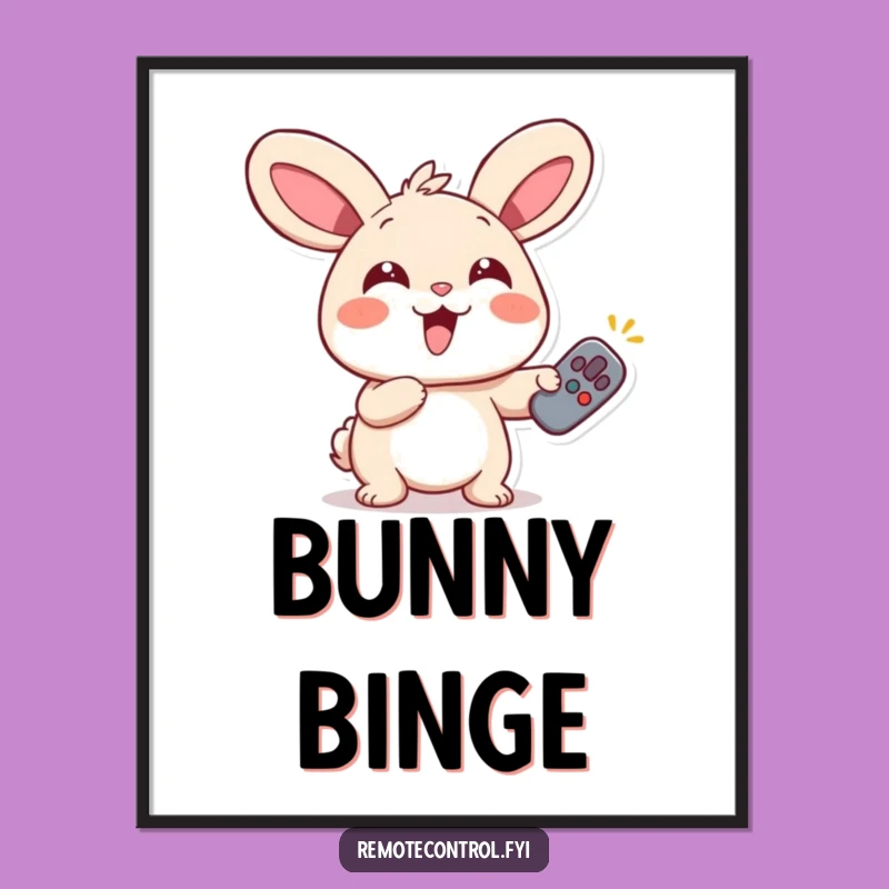 Funny Rabbit Remote Digital Print: Giggling Art, Instant Funny Gift Download
