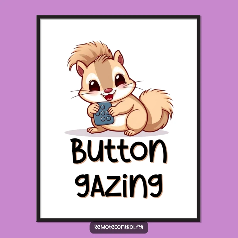 Funny Squirrel Remote Digital Art: Giggling Tech Print, Button Study Decor Gift
