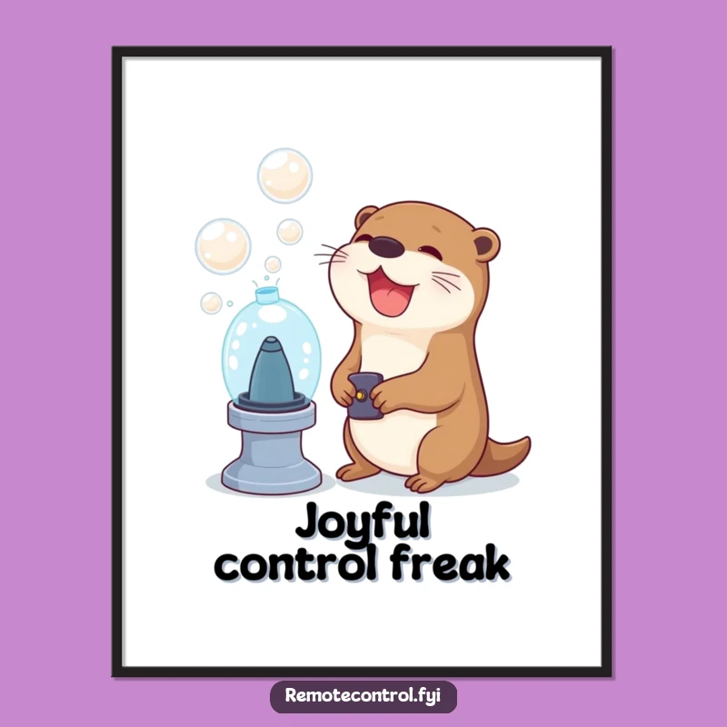Funny Otter Bubble Digital Art: Vibrant Comedic Joyful Decor