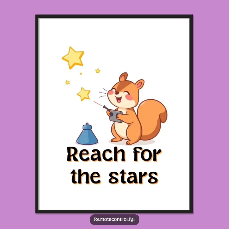 Funny Squirrel Dream Art: Joyful Star Launcher, Digital Funny Gift Print