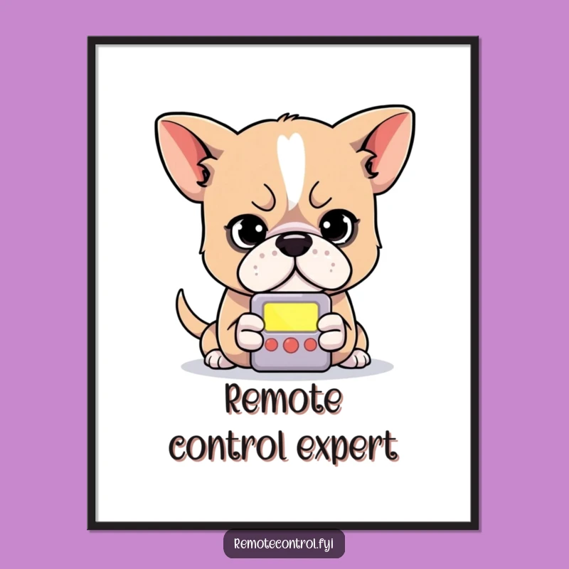 Funny Dog Remote Digital Art Print: Instant Focused Canine Downloadable Decor