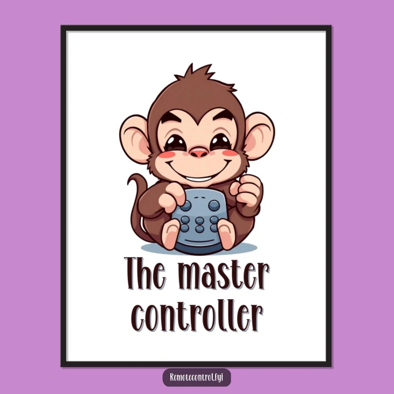 Funny Monkey Remote Digital Art Print: Instant Grinning Prankster Downloadable Decor