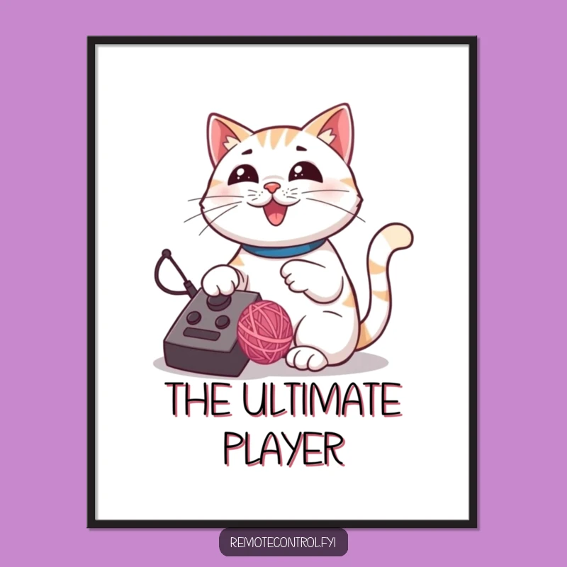 Funny Cat Remote Digital Art Print: Instant Playful Feline Downloadable Decor