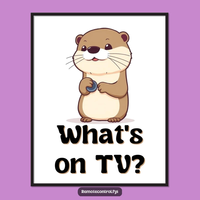 Funny Otter Remote Digital Art: Instant Techy Whimsy Print