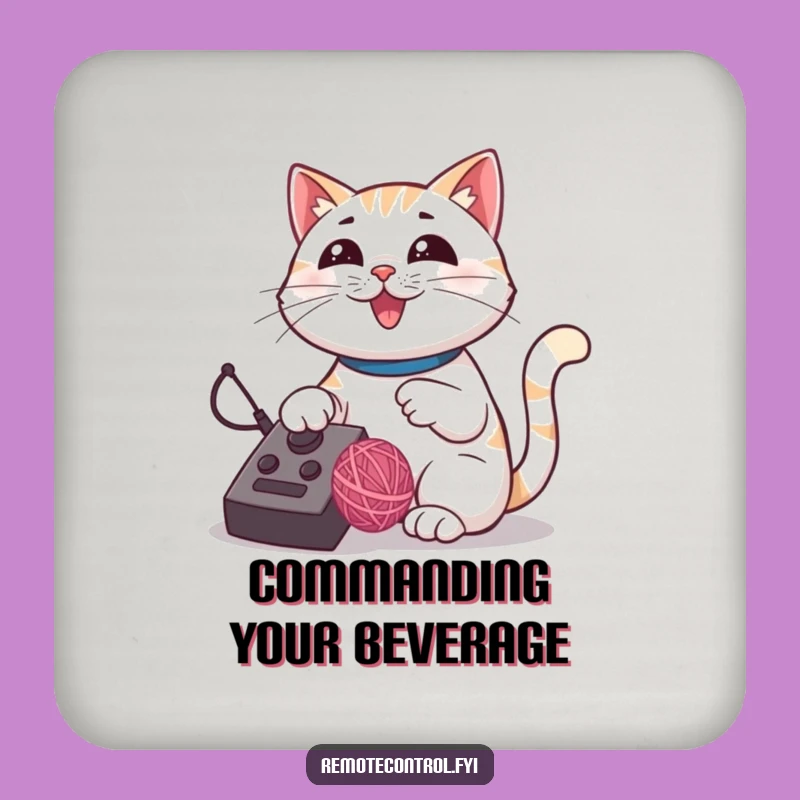 Funny Cat Remote Drink Coaster: Protects Surfaces with Playful Feline Style