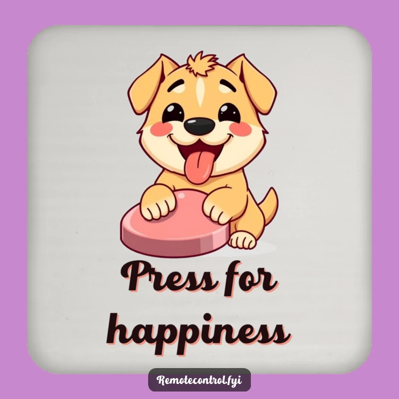 Funny Dog Button Press Coaster: Protect Surfaces with Happy Flair