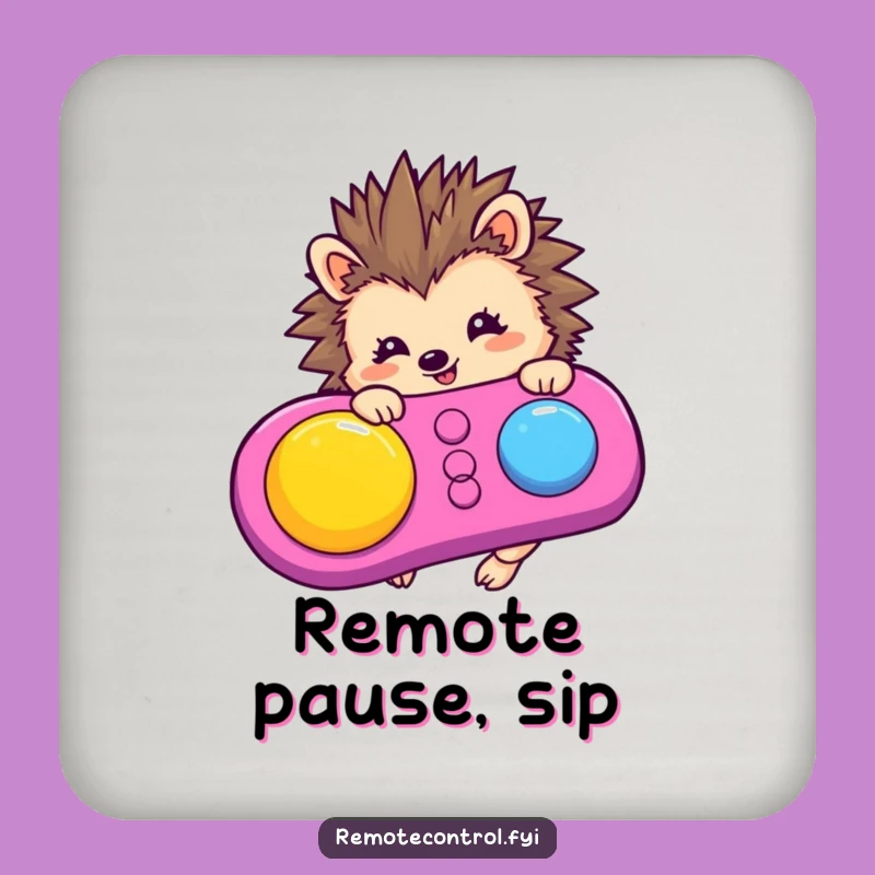 Funny Hedgehog Remote Control Coaster - Protect Surfaces with Humor!