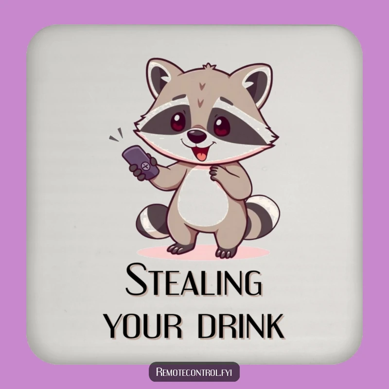 Funny Raccoon Remote Coaster: Comedic Bandit Surface Protector