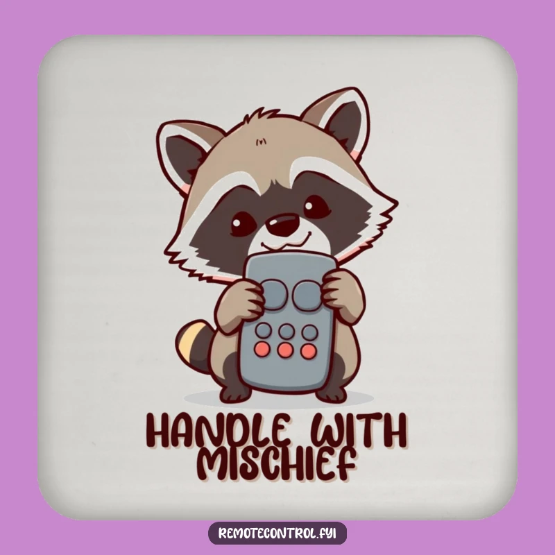 Funny Raccoon Remote Holder Coaster: Mischievous Grin, Protect Surfaces with Funny Gift