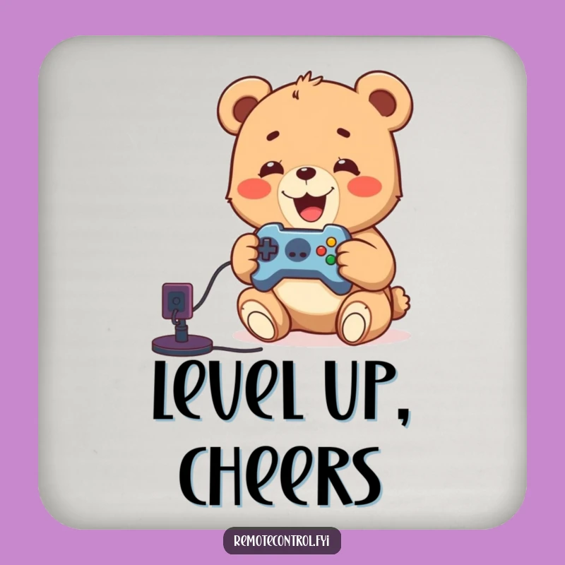 Funny Bear Cub Game Coaster: Delighted Cub Protects Surfaces, Quirky Funny Gift