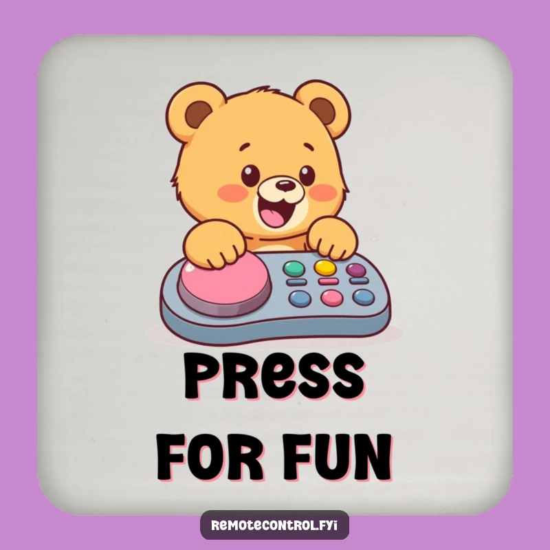 Funny Bear Cub Coaster Set: Protect Surfaces with Remote Control Charm