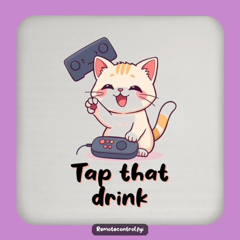 Funny Cat Remote Coaster Set: Playful Paw Protection, Chic Funny Gift