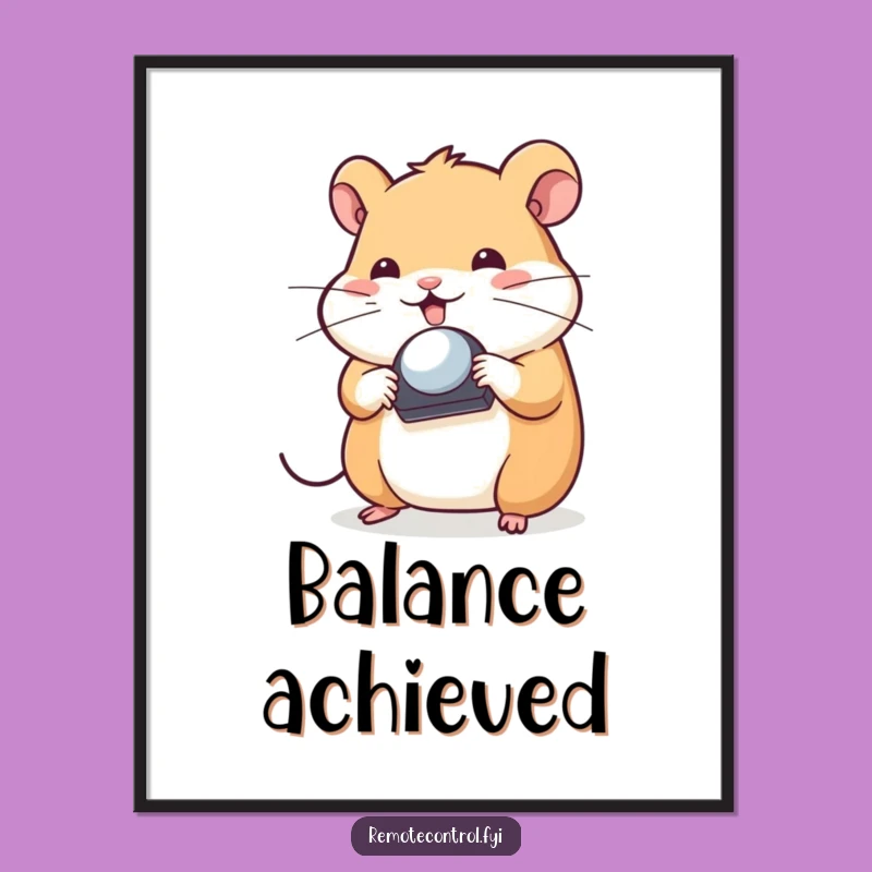Funny Hamster Balance Poster: Playful Spinner, Quirky Funny Gift Wall Art