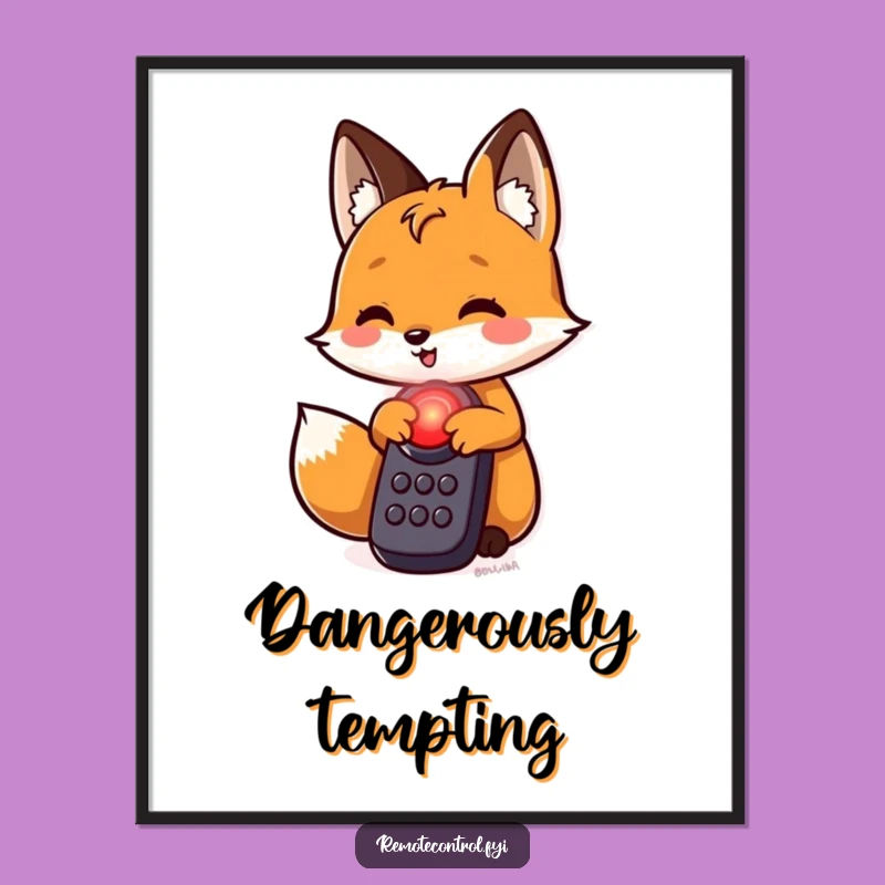 Funny Fox Red Button Poster: Intriguing Art for Adventurous Spaces