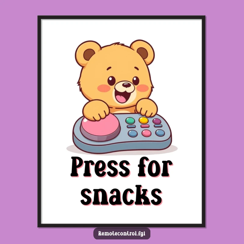 Funny Bear Cub Poster: Hilarious Remote Control Mayhem for Wall Art