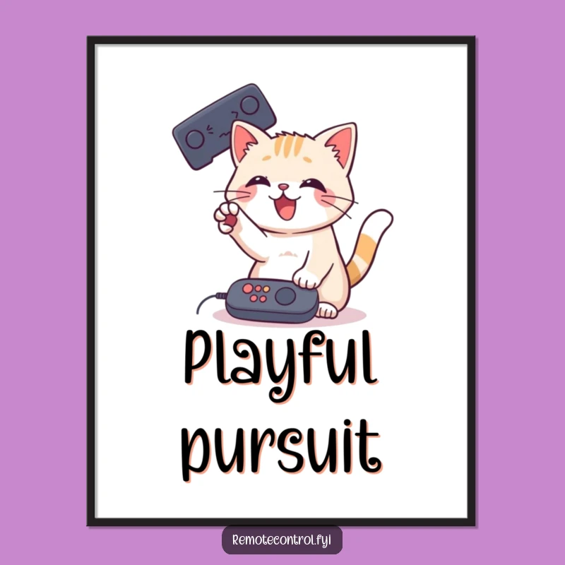 Funny Cat Remote Poster: Playful Paw Wall Art, Quirky Funny Gift Decor