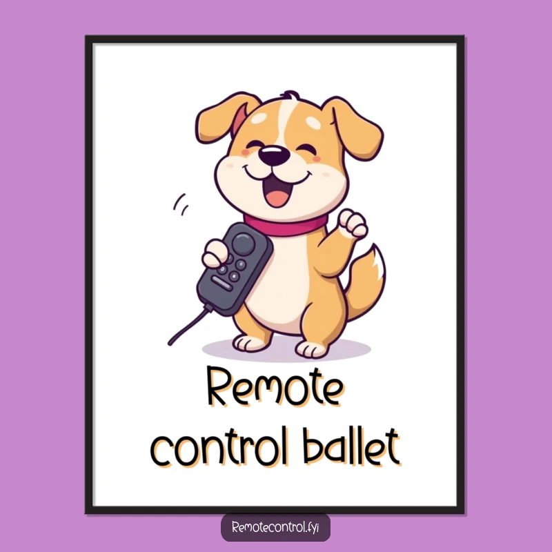 Funny Dog Remote Poster: Vibrant Comedic Canine Wall Art