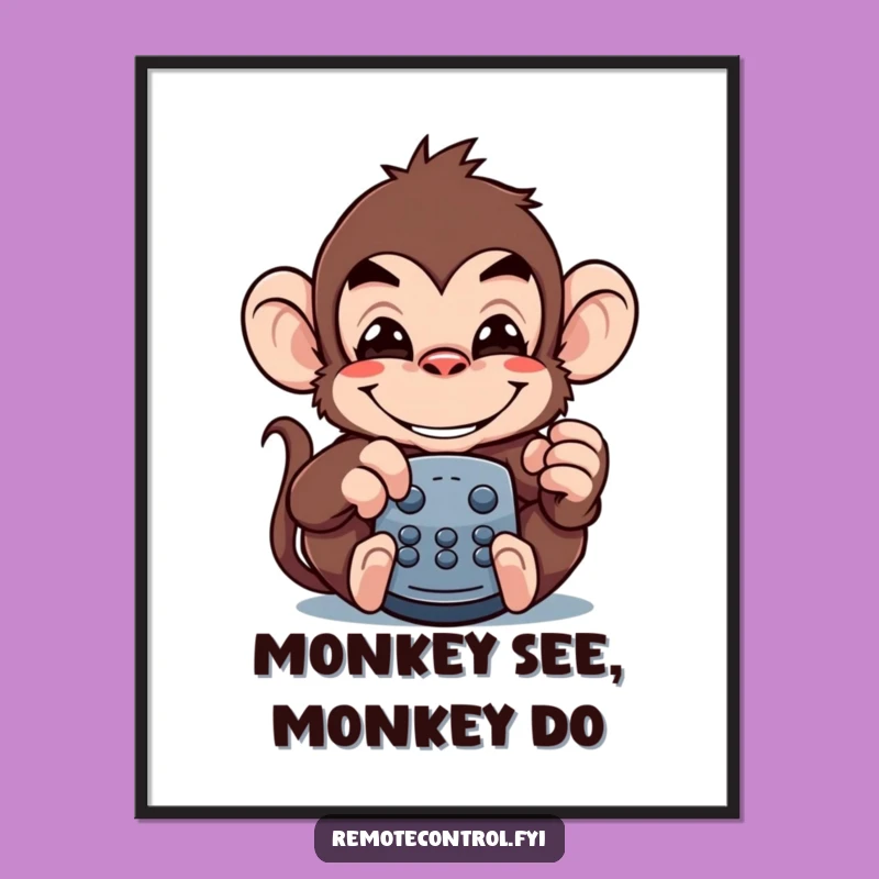 Funny Monkey Remote Poster: High-Quality Grinning Prankster Art for Your Walls