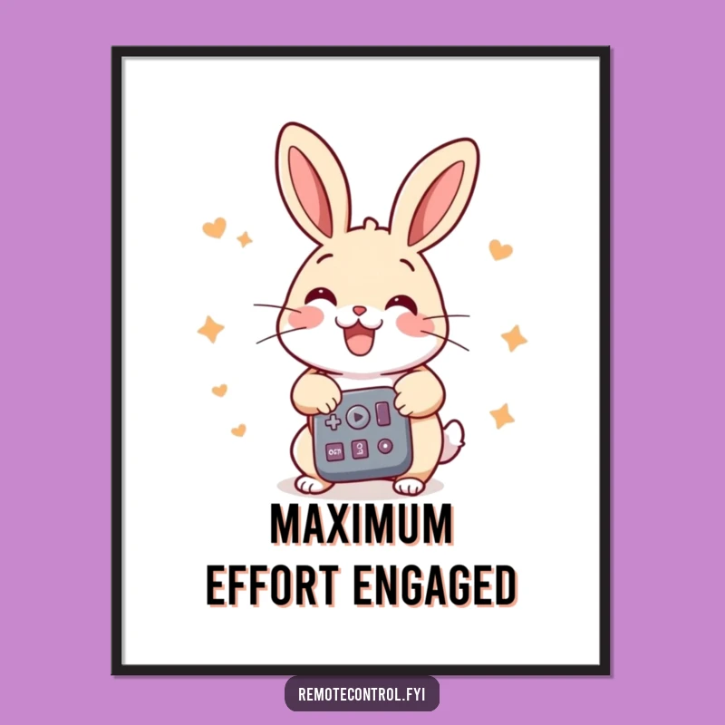 Funny Rabbit Energy Poster: Dynamic Wall Art for Enthusiastic Decor